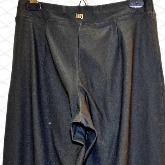 LUCY Everyday Black Classic Stretchy High Rise Wide Leg Capri Yoga Pants, Small - Picture 5 of 9